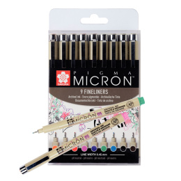 Pigma Micron Fineliner Color sæt 9 stk i gruppen Penne / Skrive / Fineliners hos Pen Store (103306)