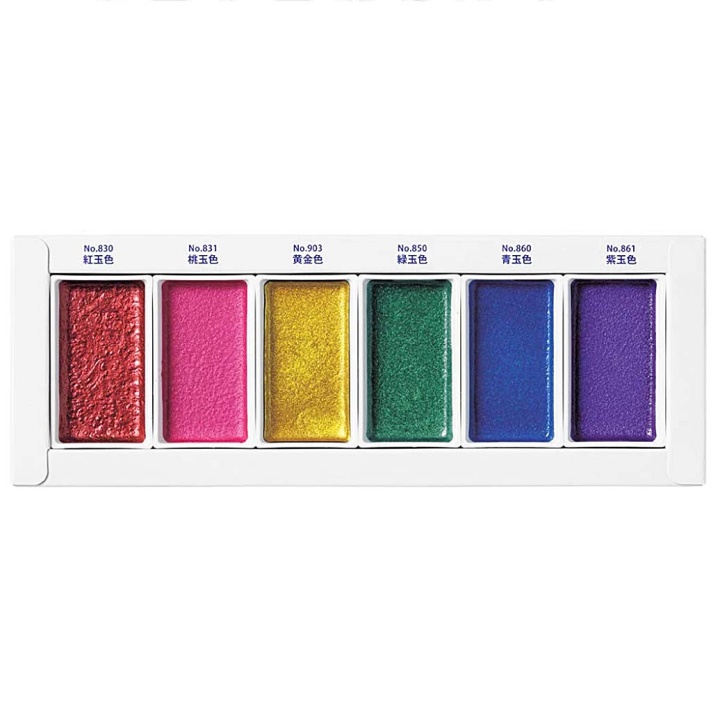 Gansai Tambi Akvarel sæt 6 stk Gem Colors i gruppen Kunstnerartikler / Kunstnerfarver / Akvarelmaling hos Pen Store (101102)