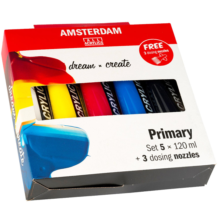 Akryl Primary Sæt + Dyser i gruppen Kunstnerartikler / Kunstnerfarver / Akrylmaling hos Pen Store (104069)