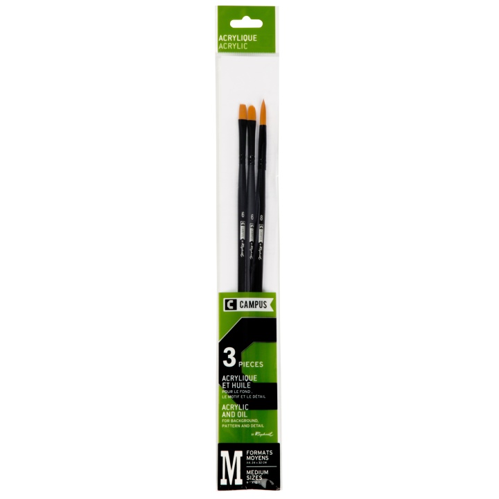 Campus Acrylic Brush 3-sæt M i gruppen Kunstnerartikler / Pensler / Syntetiske pensler hos Pen Store (108370)