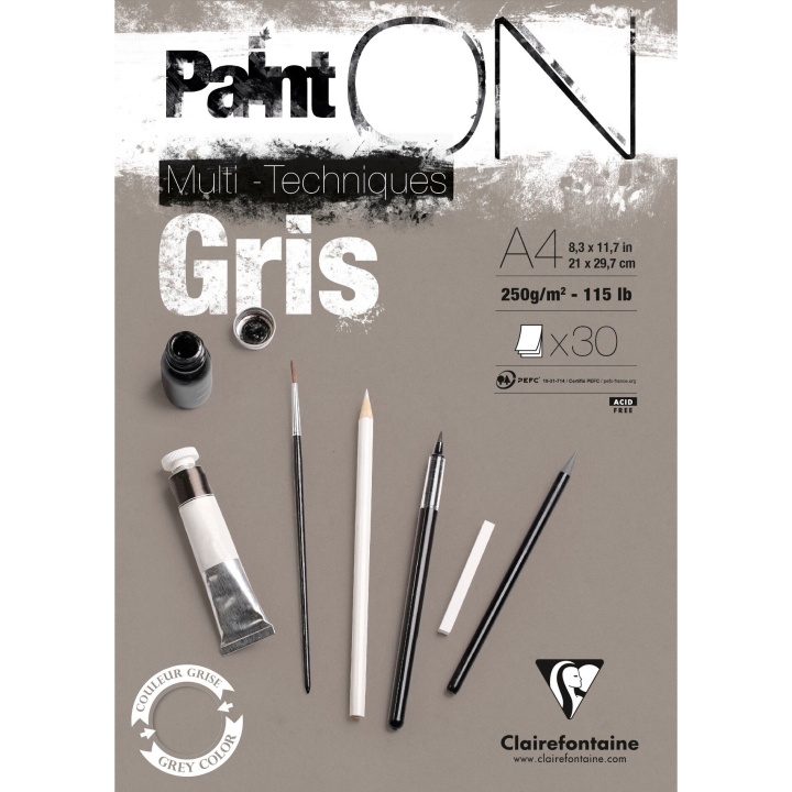 Paint'ON Multi-Techniques Gris A4 i gruppen Papir & Blok / Kunstnerblok / Mixed media-blok hos Pen Store (110414)