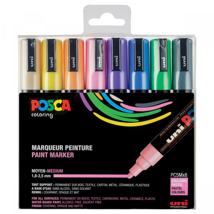 Posca PC-5M Pastel 8-sæt i gruppen Penne / Kunstnerpenne / Illustrationmarkers hos Pen Store (112633)