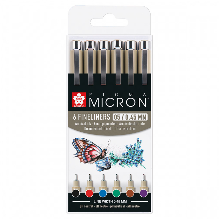 Pigma Micron Fineliner 6-set 05 Basic Colours i gruppen Penne / Skrive / Fineliners hos Pen Store (125576)