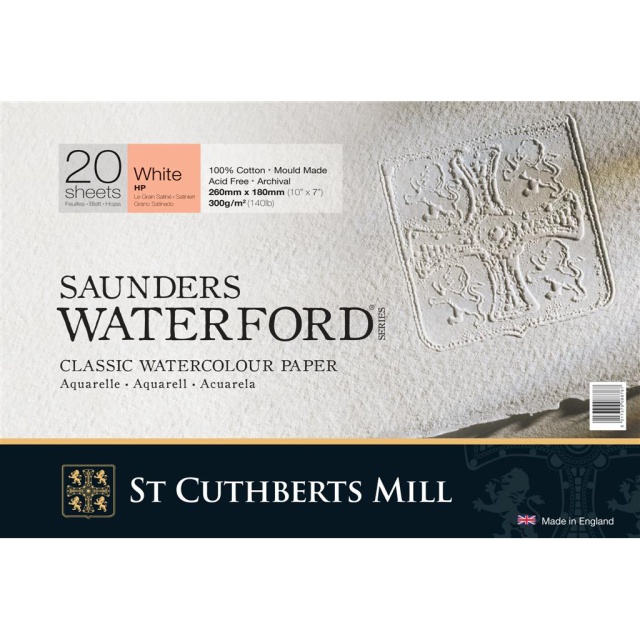 Saunders Waterford Akvarelblok White HP 26x18 cm 300g