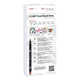 ABT Dual Brush pen 12-set Pastel i gruppen Penne / Kunstnerpenne / Penselpenne hos Pen Store (101094)