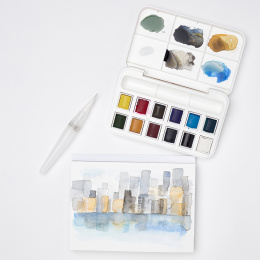 Cotman Watercolour Set + Water Brush 12 half pans i gruppen Kunstnerartikler / Kunstnerfarver / Akvarelmaling hos Pen Store (107245)
