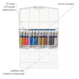 Cotman Akvarel Tub 12x8ml i gruppen Kunstnerartikler / Kunstnerfarver / Akvarelmaling hos Pen Store (108804)